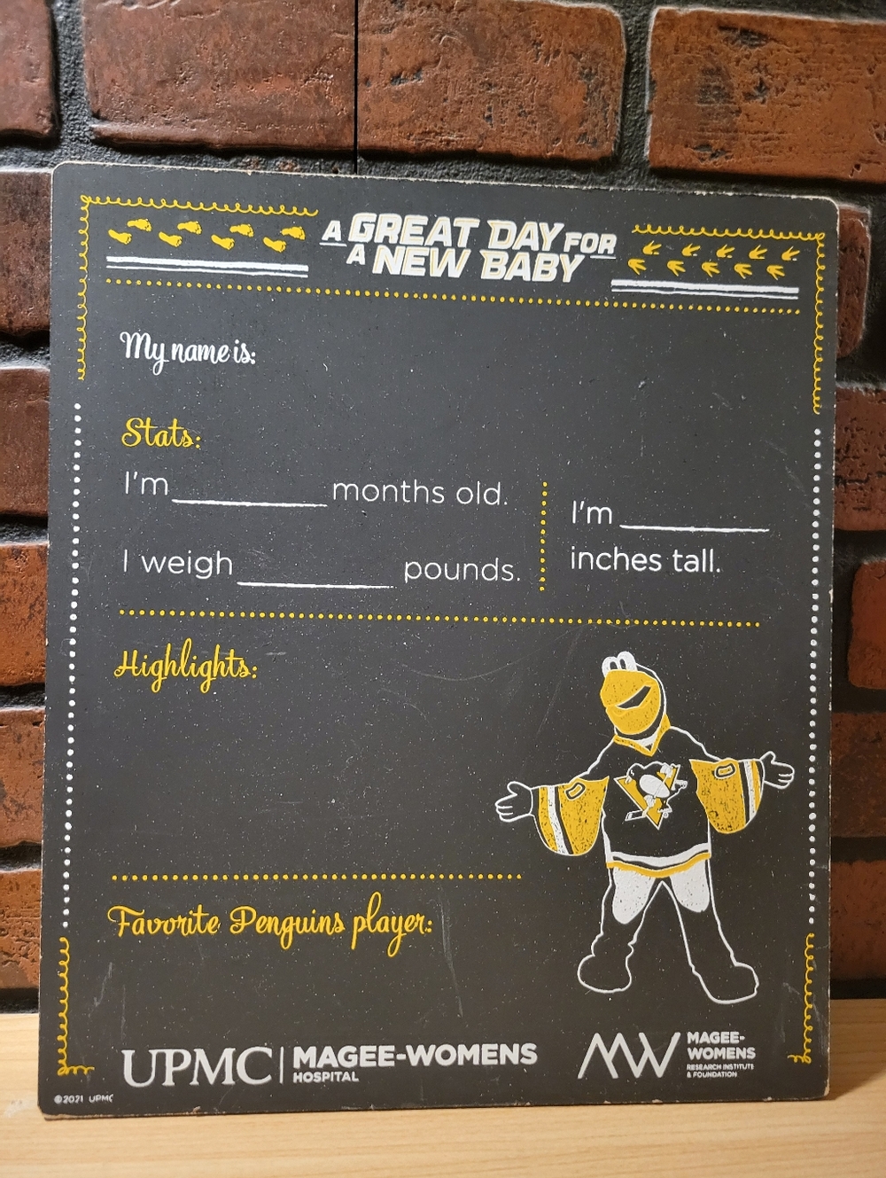 Pittsburgh Penguins A Great Day For A New Baby Wooden Sign